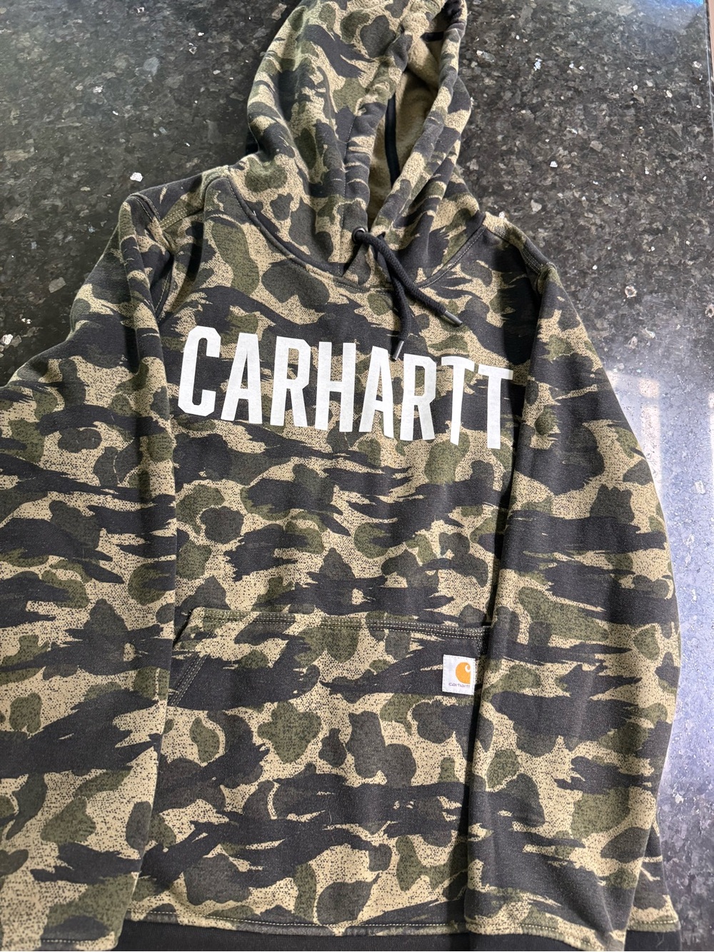 Carhartt Kids Camouflage Hooded Sweatshirt in Green and Black